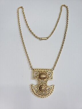 Unsigend Goldette Filigree Statement Necklace - Women Jewelry